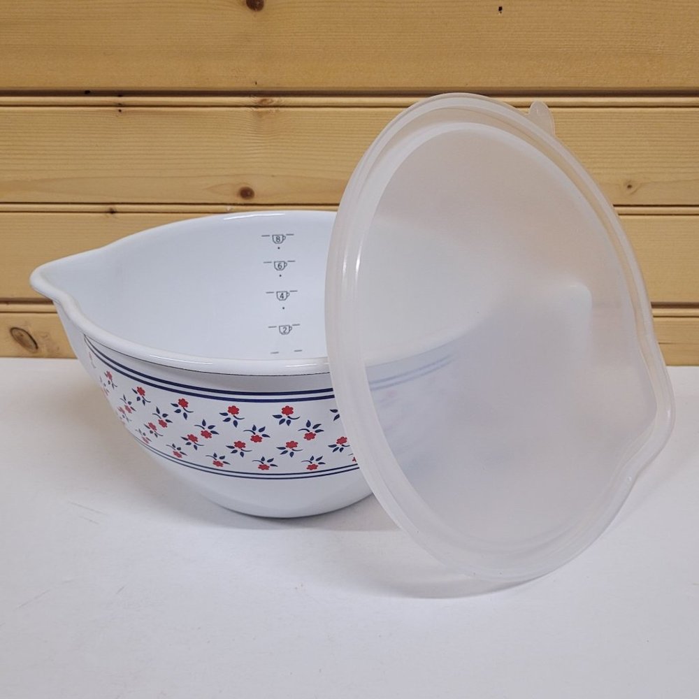M Kamenstein 2 Quart Mixing 1396 Store N Serve Serie Bowl Vintage Country Print
